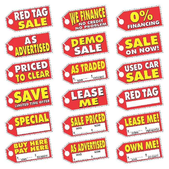 Red Tag Windshield Stickers