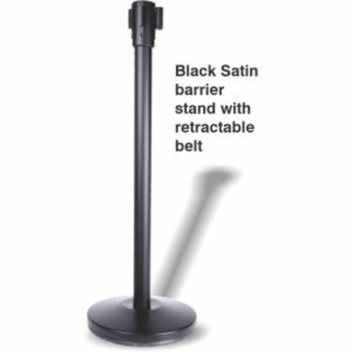Black Satin Barrier Stand with Retractable Belt