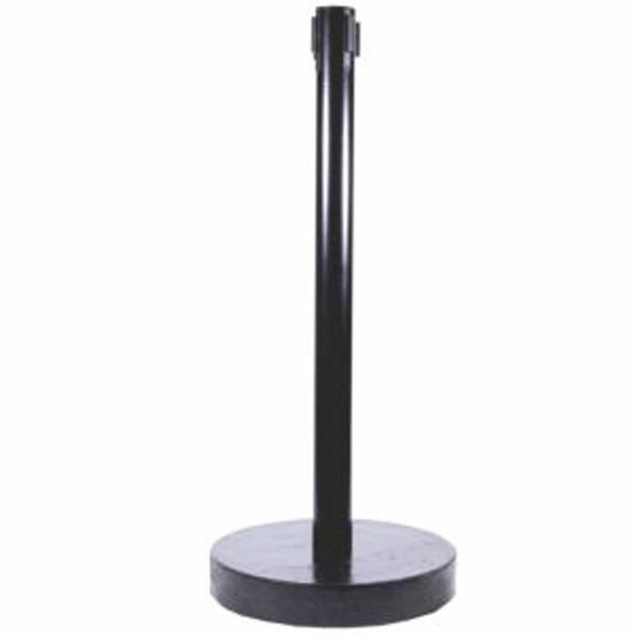 Shiny Black Barrier Stand with Retractable Belt