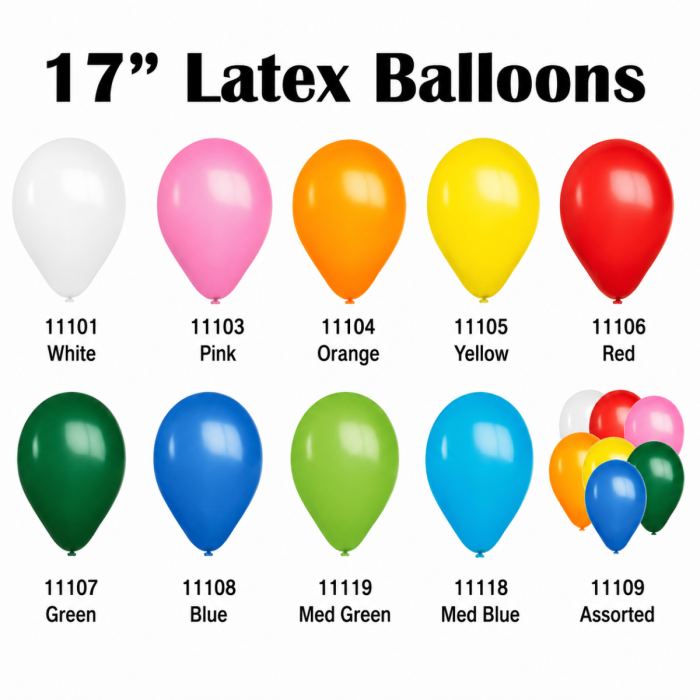 17" Latex Balloons | Helium Quality 72 Pack