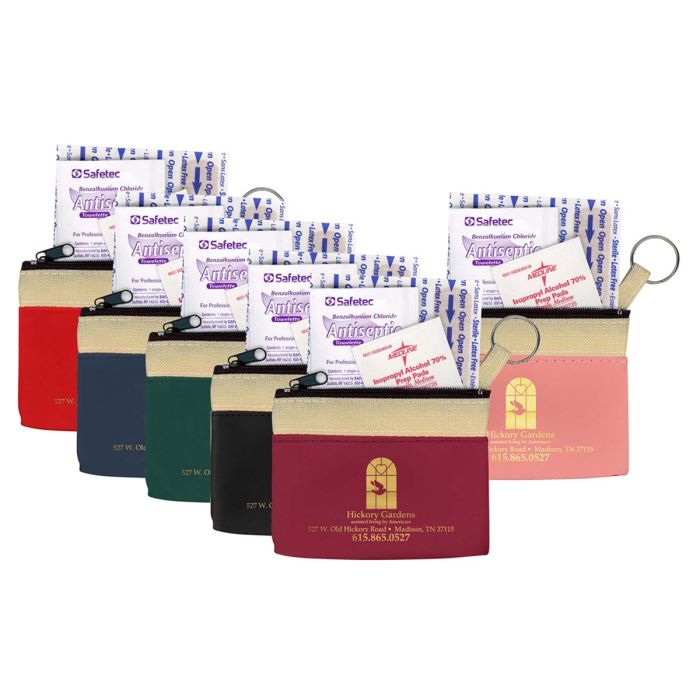 Key Ring Zippered First Aid Pouch
