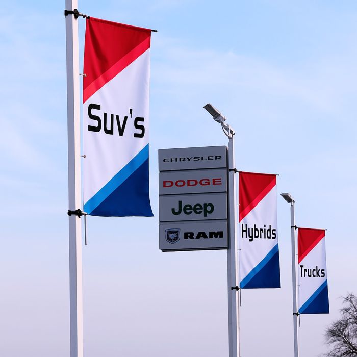 Red & Blue Duro-Color Sublimated Flags | Fade Resistant Nylon Flags
