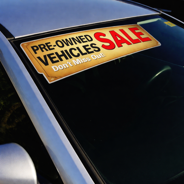 Pre-Owned Vehicle Sale Windshield Decal | Sale Event Items