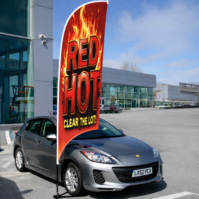 Red Hot Clear the Lot Blade Flag