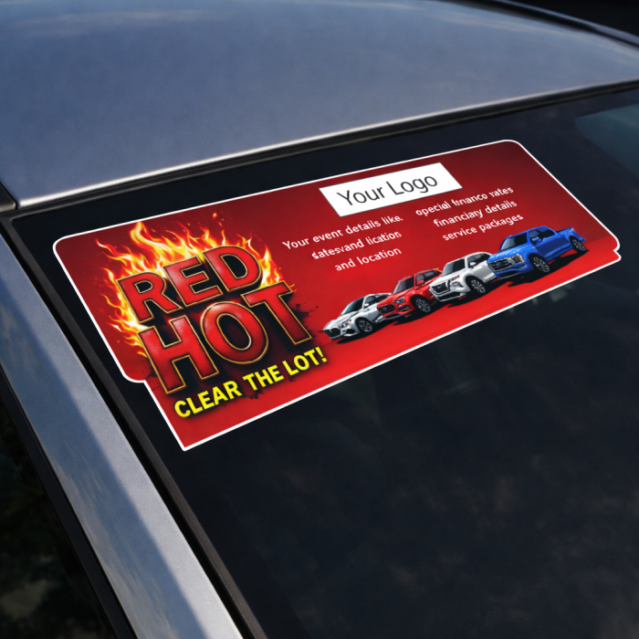 Red Hot Clear the Lot Windshield Decal | Sale Event Items