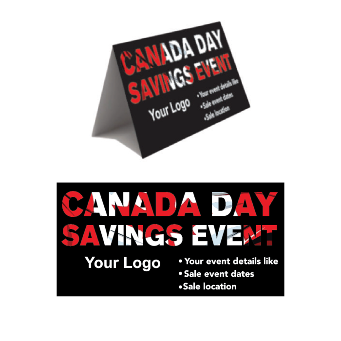 Canada Day Savings Event Tent Cards