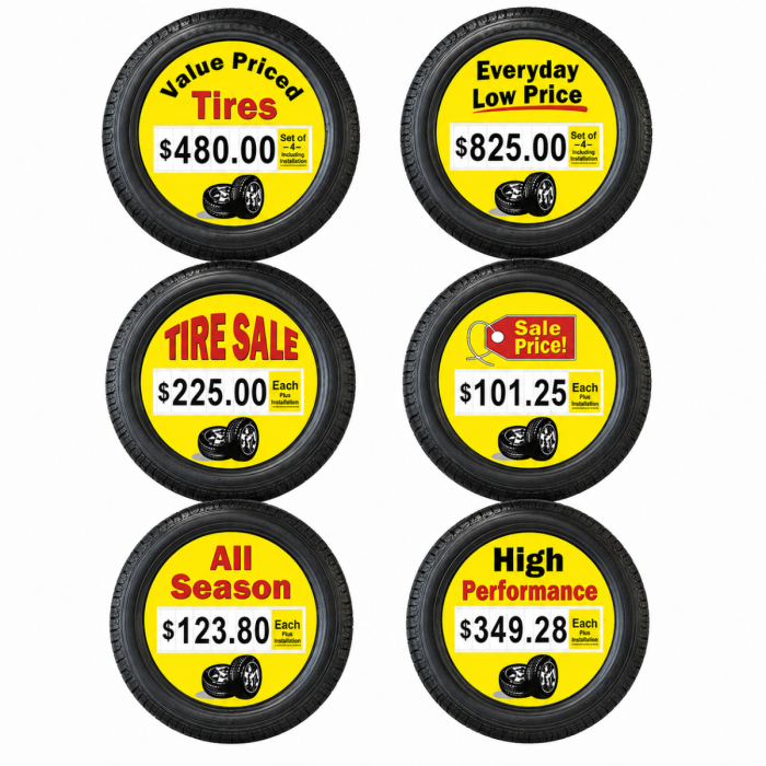 Tire Pricing Kit | Tire Bead Display Sign System