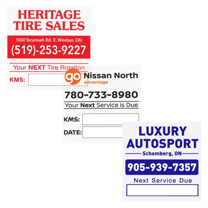 Custom Oil Change Reminder Decals