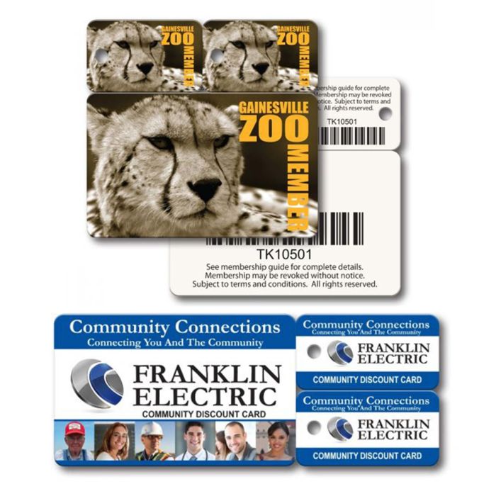 Customer Membership or Loyalty Cards with 2 Break Away Key Tags