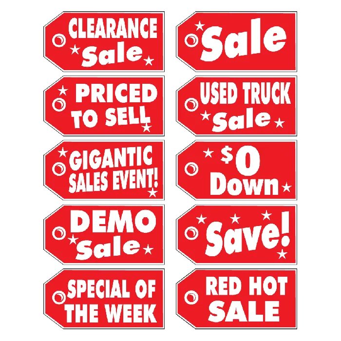 Red Tag Window Signs