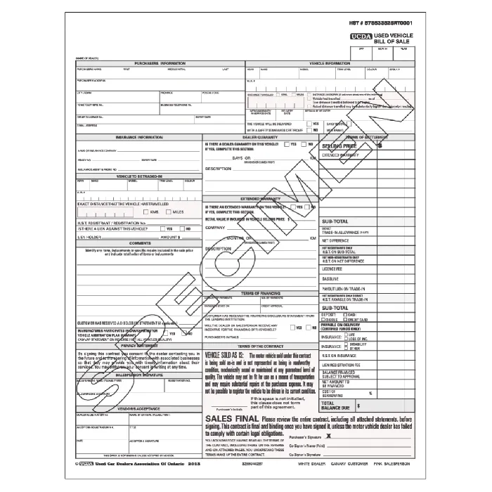 Used Vehicles Sales Contracts