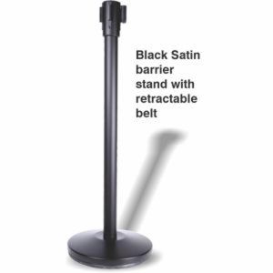 Black Satin Barrier Stand with Retractable Belt