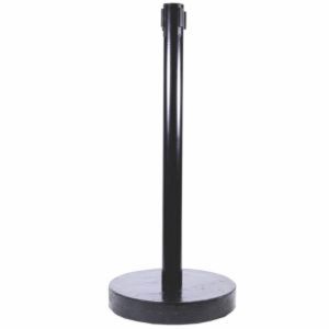Shiny Black Barrier Stand with Retractable Belt
