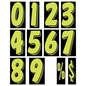 EZ Windshield | Fluorescent Number Decals - Pack of 12