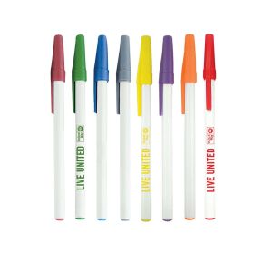 White Stick Pen with Coloured Cap