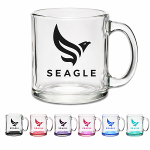 Clear Glass Coffee Mugs | 13 oz Custom Printed Mugs