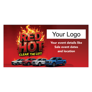 Red Hot Clear the Lot Entrance Door Decal