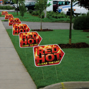 Red Hot Clear the Lot Lawn Sign