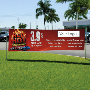 Red Hot Clear the Lot Vinyl Banner