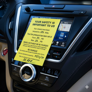 Wheel Torque Warning Sticky Notes