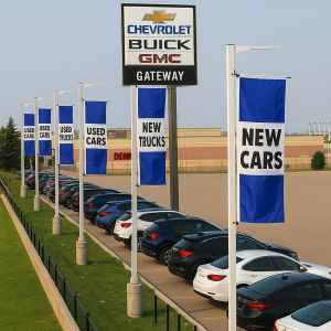 Blue Tri-Panel Flags