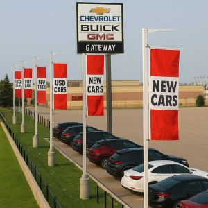 Red Tri-Panel Flags