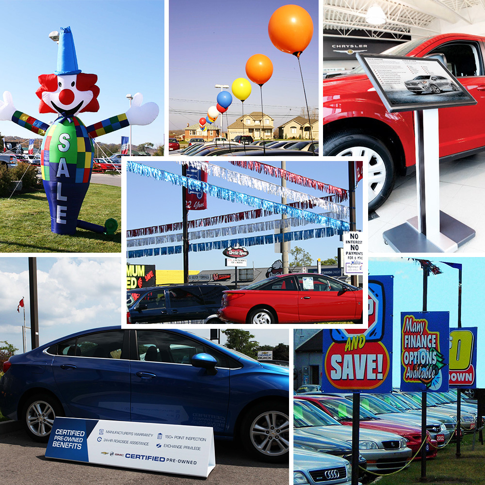 Auto dealer advertising supplies Canada- Indoor & Outdoor Displays