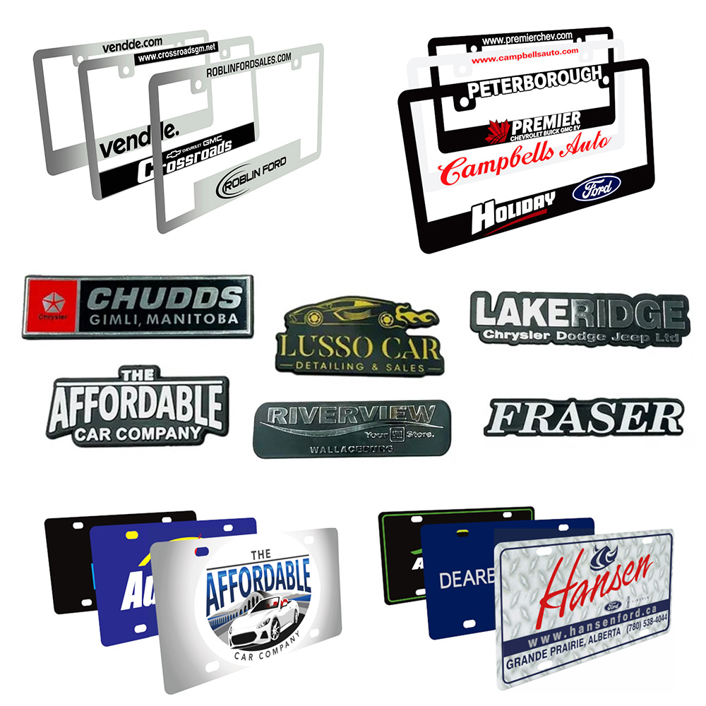 Auto dealer advertising supplies Canada - Licence Plate Products